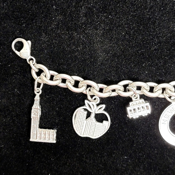Sterling Chain Link Bracelet with Travel Charms 🌎 - Picture 2 of 8